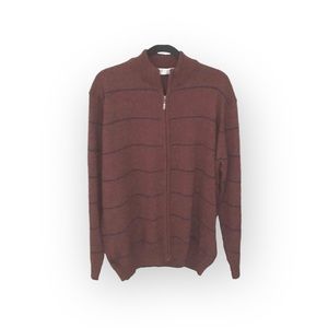 new YSL ⊛ Saint Laurent ⊛ Zip Front Cardigan Wool Sweater ⊛ Burgundy Melange ⊛